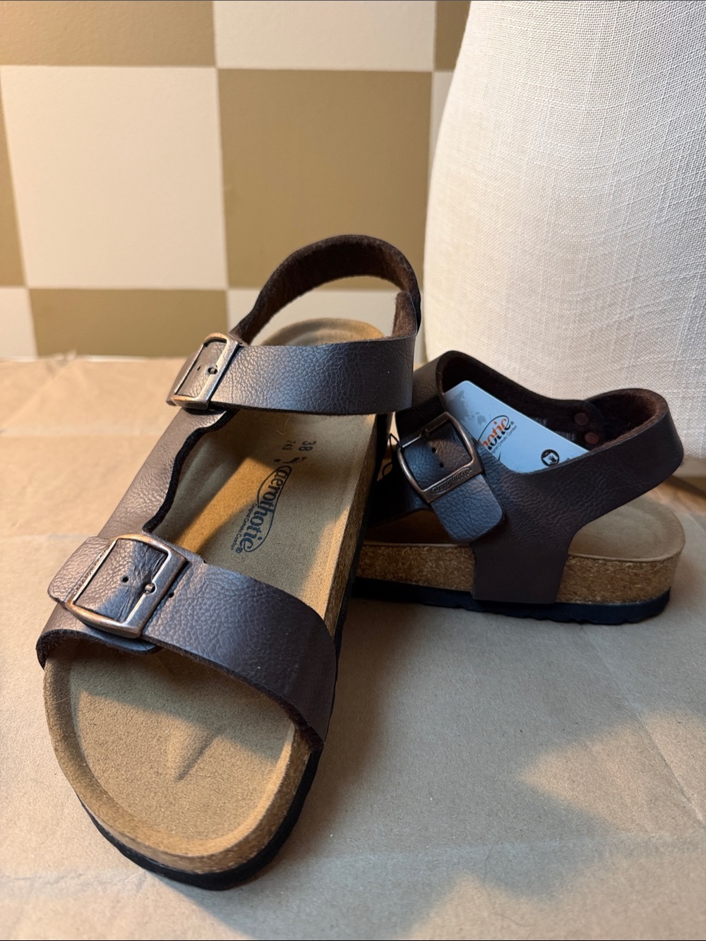 Women's Adjustable Brown Buckle Sandals